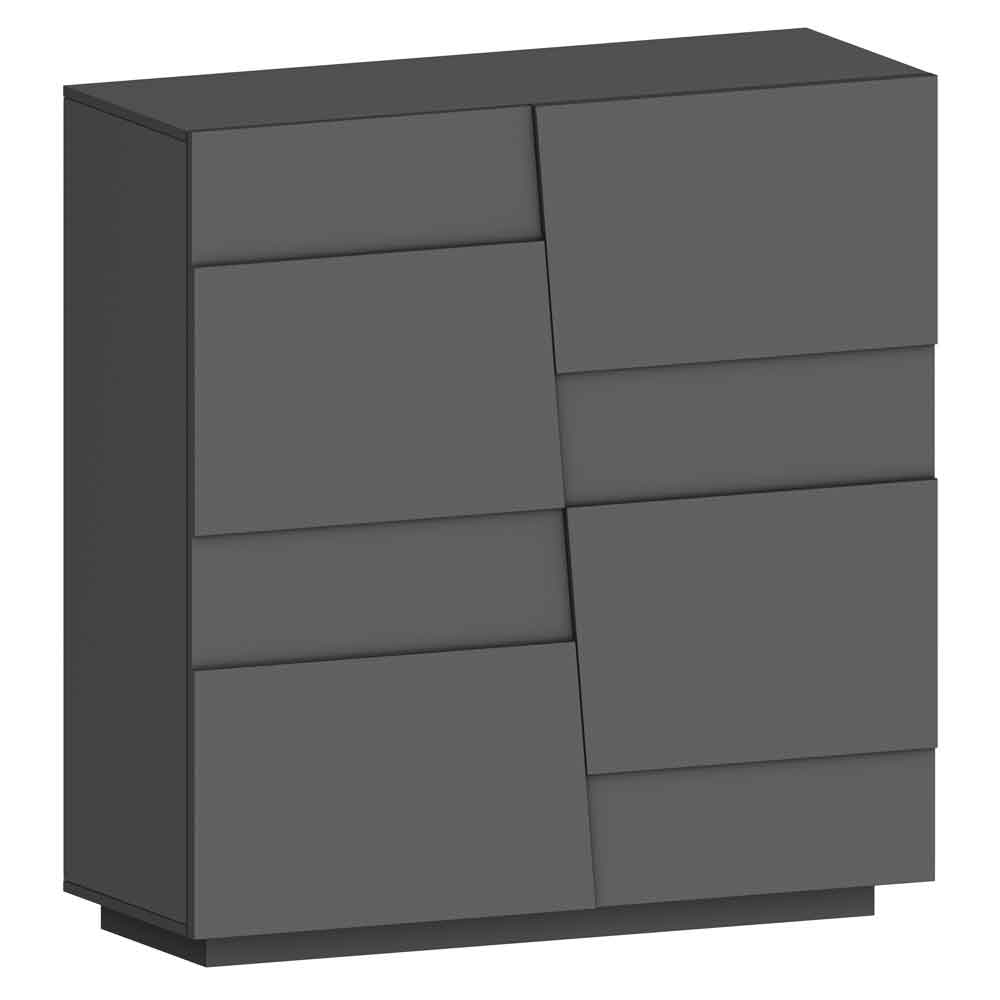 Pendleton Wooden Highboard With 4 Doors In Matte Anthracite
