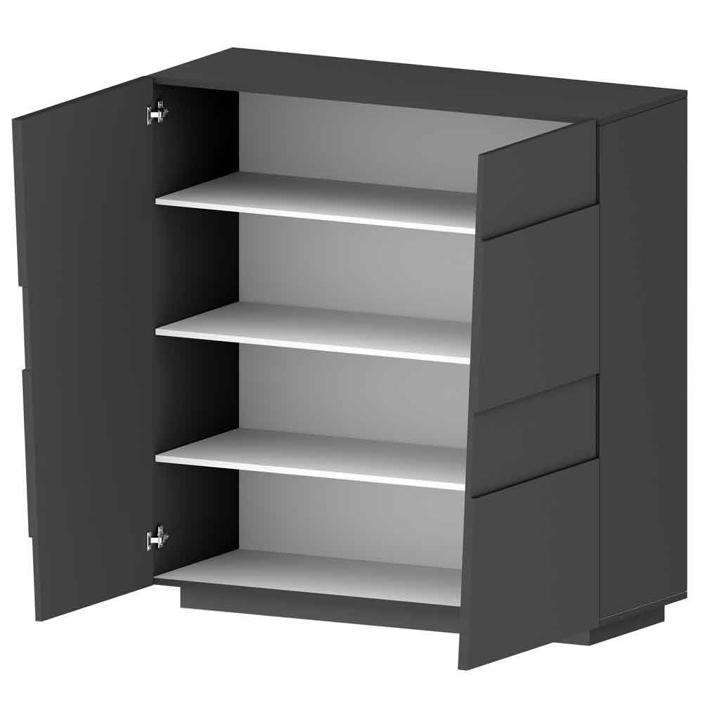 Pendleton Wooden Highboard With 4 Doors In Matte Anthracite