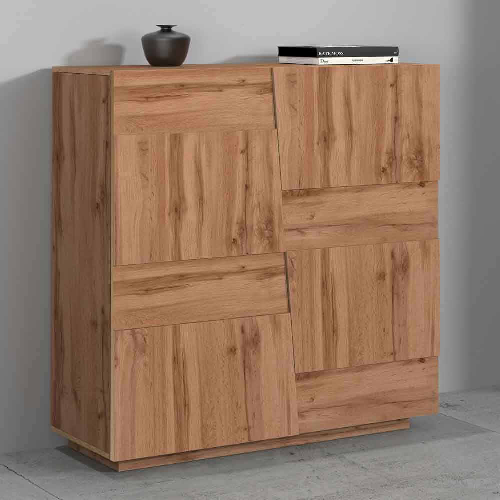 Pendleton Wooden Highboard With 4 Doors In Wotan Oak