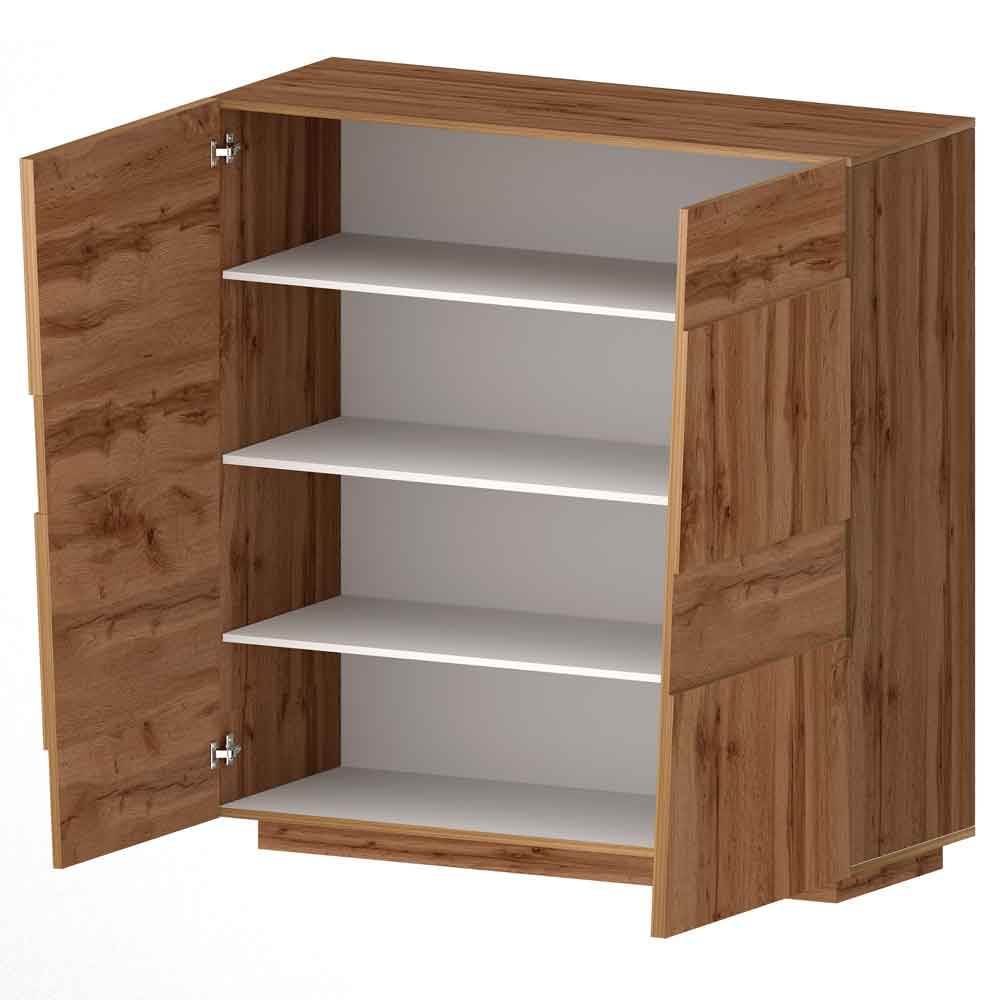 Pendleton Wooden Highboard With 4 Doors In Wotan Oak