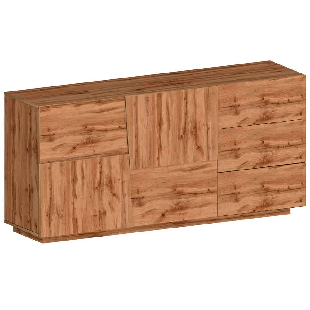 Pendleton Wooden Sideboard With 2 Doors And 3 Drawers In Wotan Oak