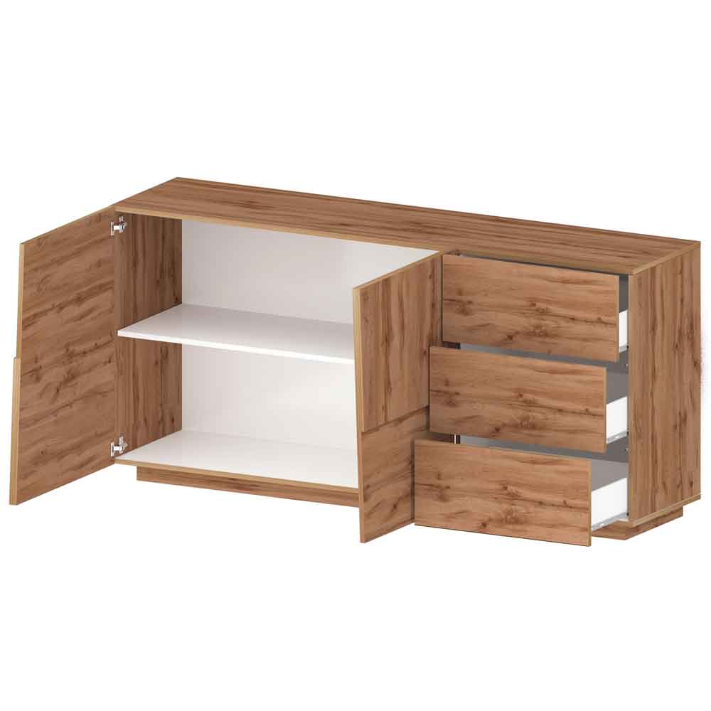 Pendleton Wooden Sideboard With 2 Doors And 3 Drawers In Wotan Oak