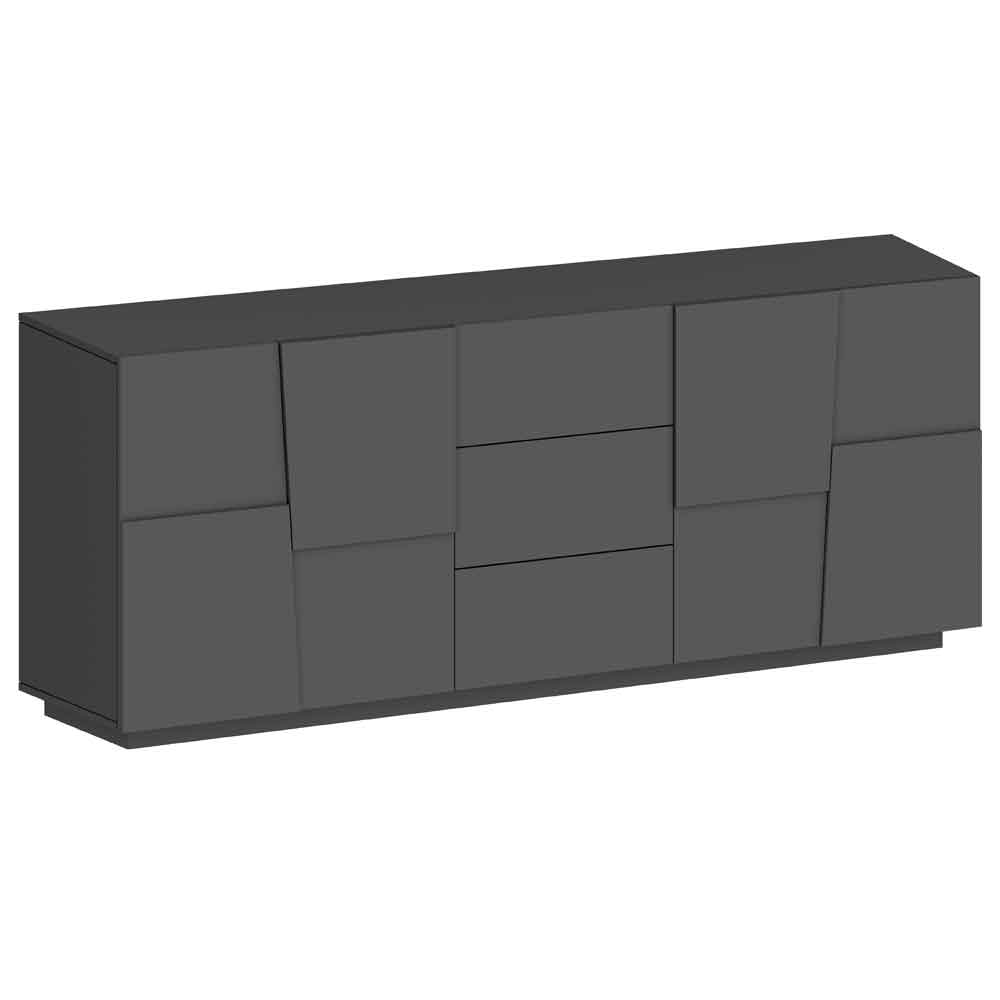 Pendleton Wooden Sideboard With 4 Doors And 3 Drawers In Matte Anthracite