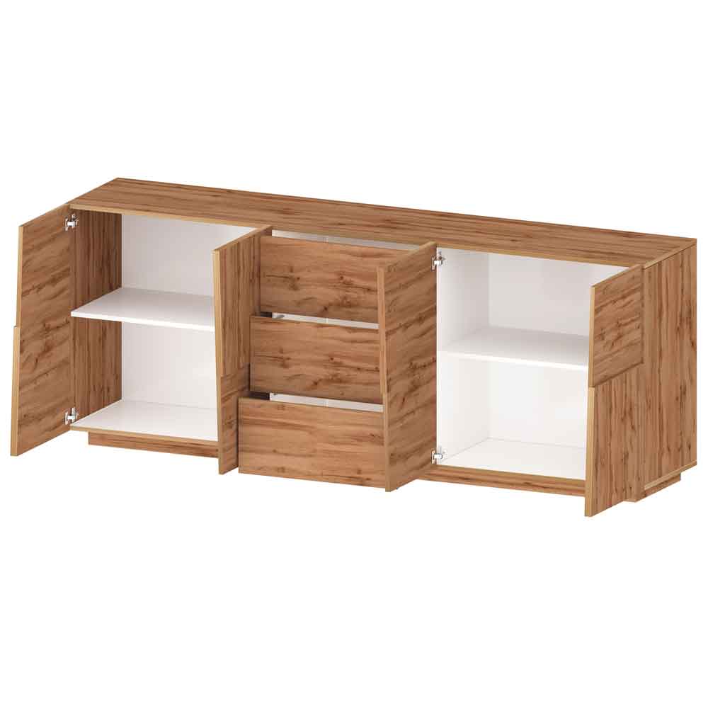 Pendleton Wooden Sideboard With 4 Doors And 3 Drawers In Wotan Oak