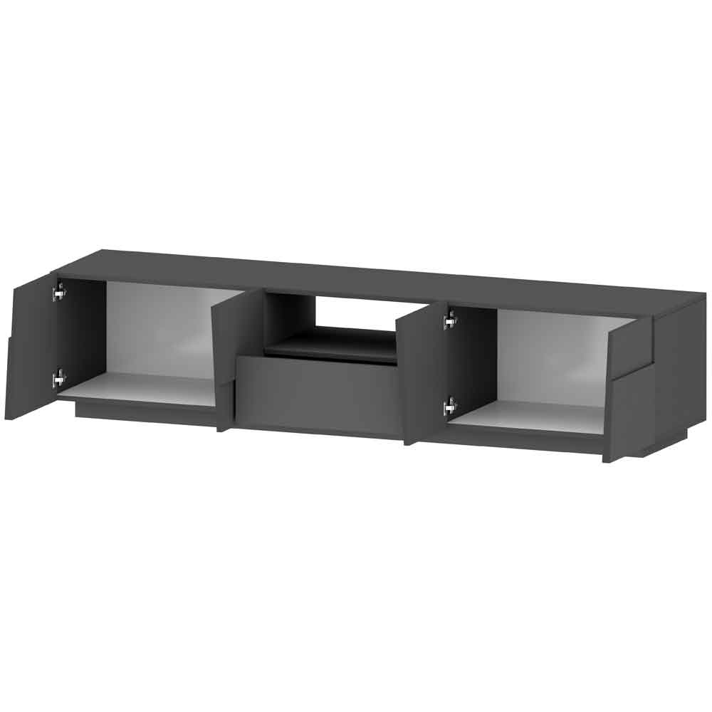 Pendleton Wooden TV Stand With 4 Doors In Matte Anthracite
