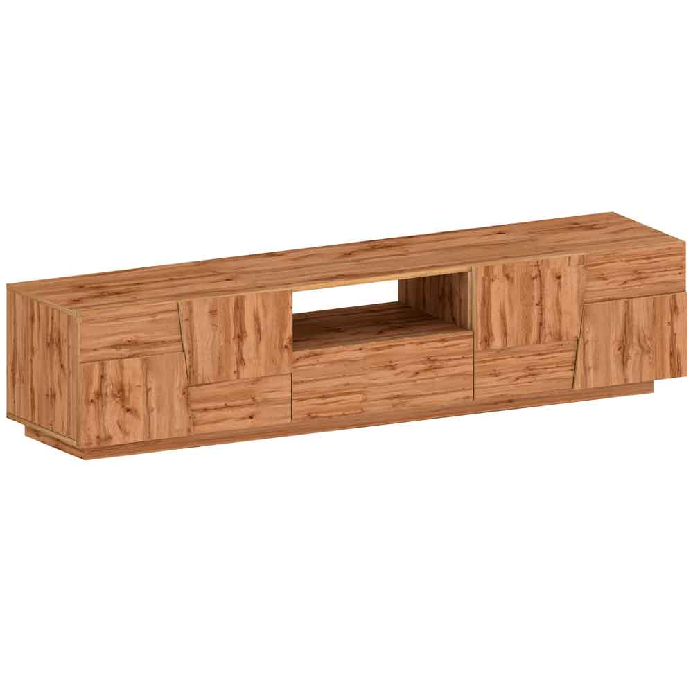Pendleton Wooden TV Stand With 4 Doors In Wotan Oak