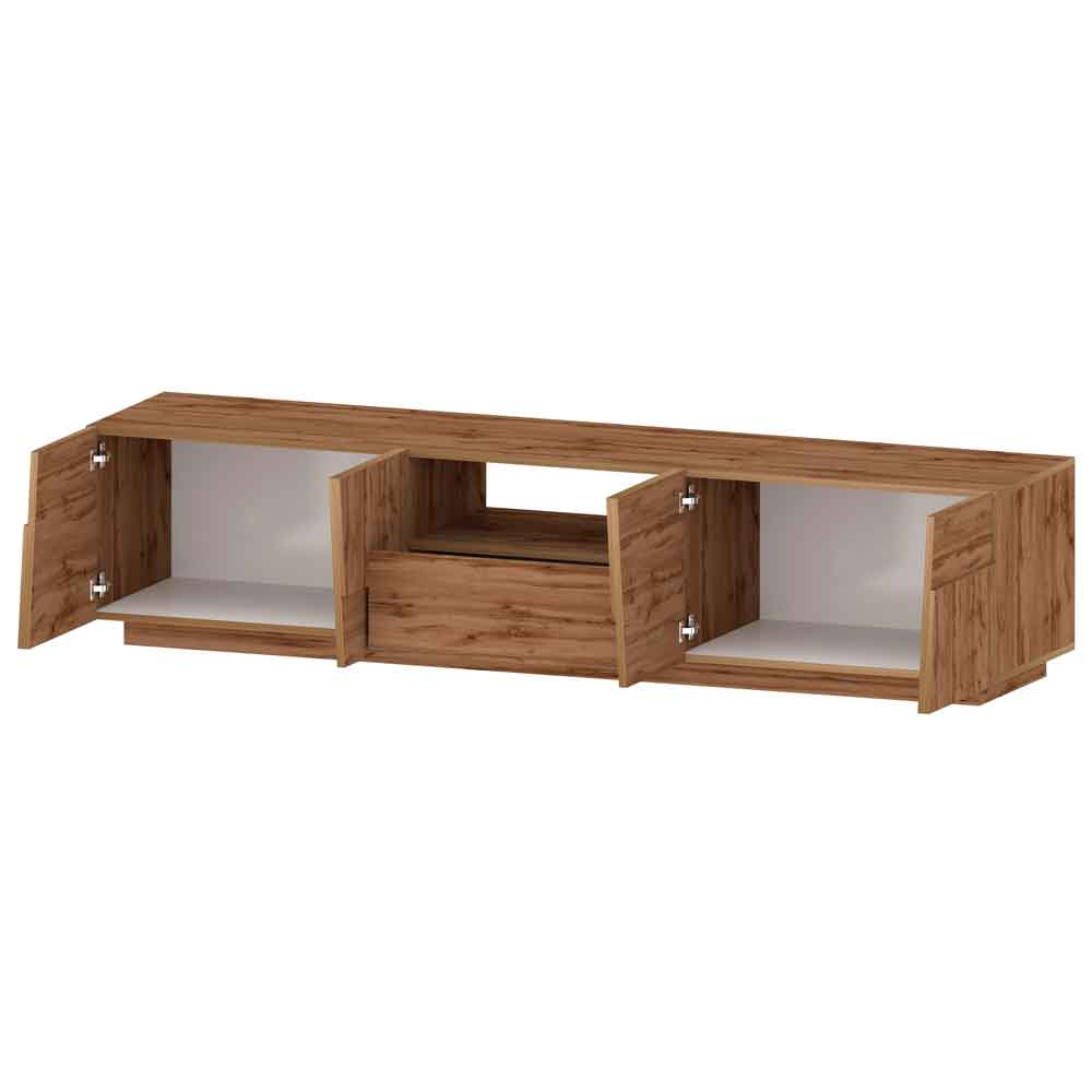 Pendleton Wooden TV Stand With 4 Doors In Wotan Oak