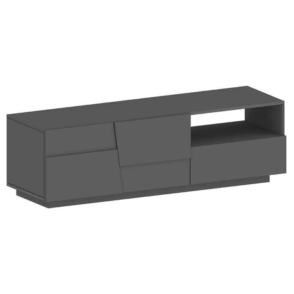 Pendleton Wooden TV Stand With 2 Doors And 1 Drawer In Matte Anthracite