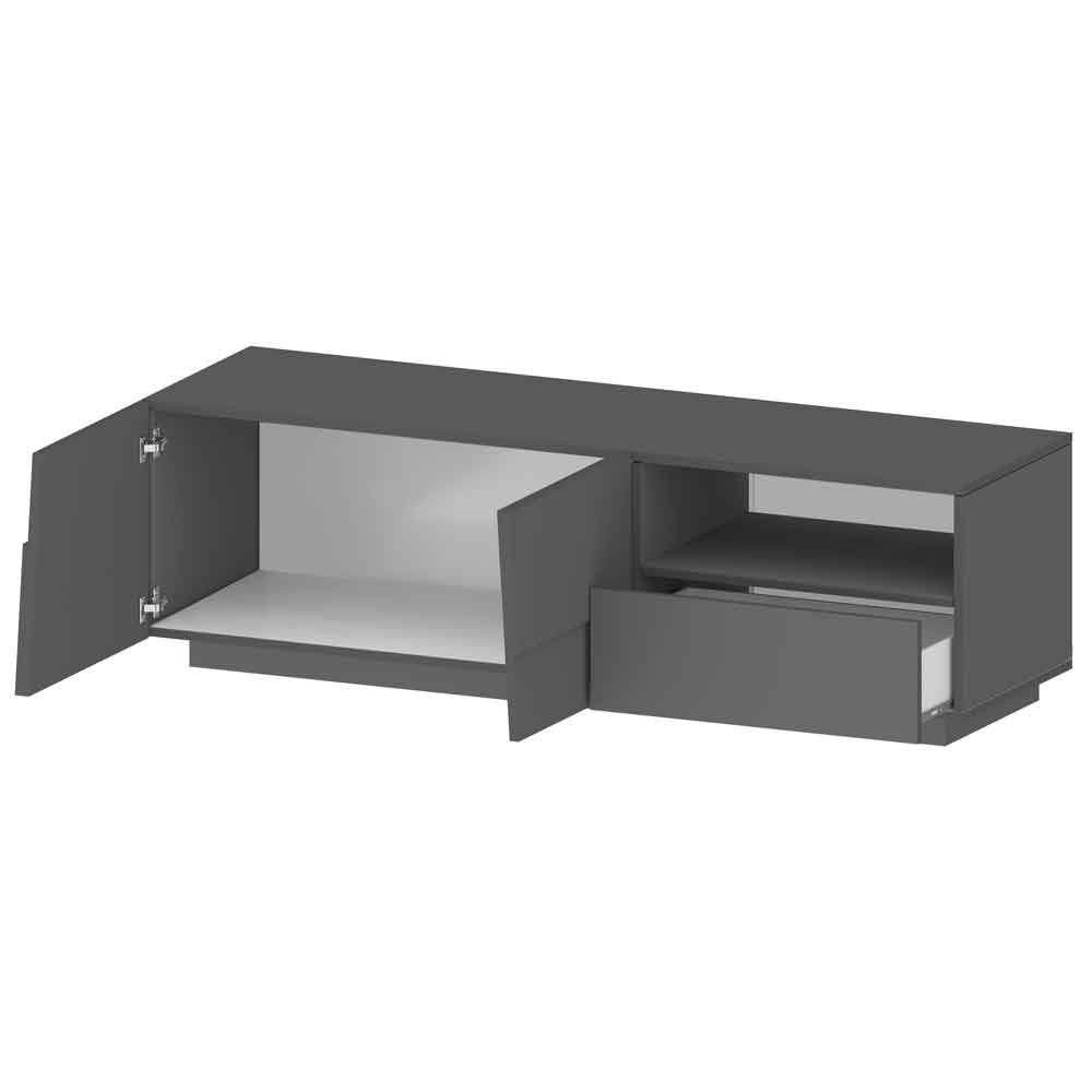 Pendleton Wooden TV Stand With 2 Doors And 1 Drawer In Matte Anthracite