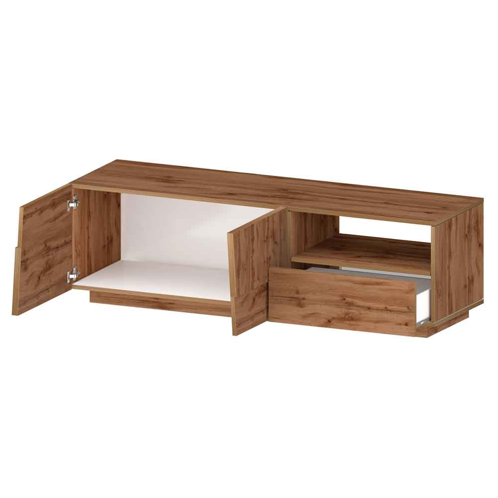 Pendleton Wooden TV Stand With 2 Doors And 1 Drawer In Wotan Oak