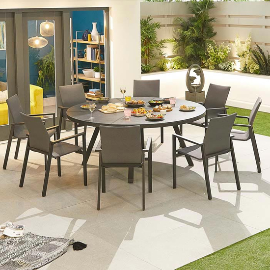 Pengta Outdoor Round 180cm Ceramic Top Dining Table In Slate_3