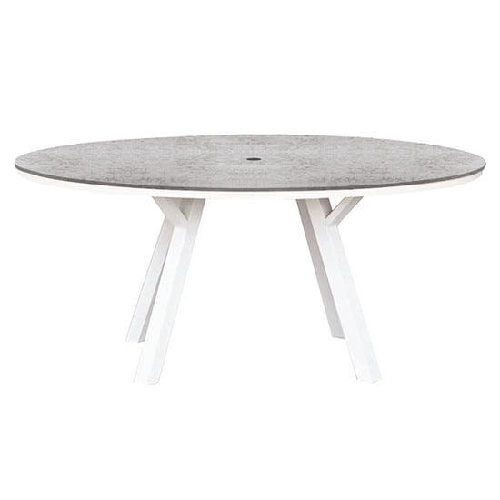 Photo of Pengta outdoor round 180cm ceramic top dining table in stone