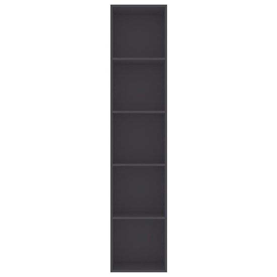 Peniel Tall Wooden Bookcase With 5 Shelves In Grey_4