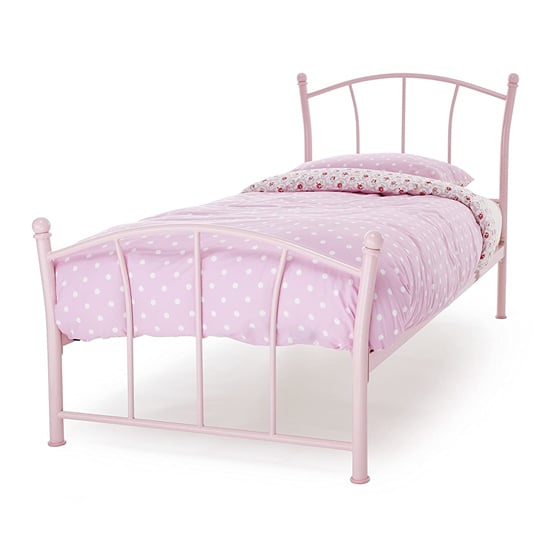 Penny Metal Single Bed In Pink Gloss