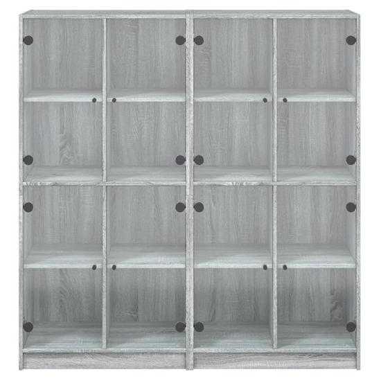 Penrith Wooden Bookcase With 16 Shelves In Grey Sonoma
