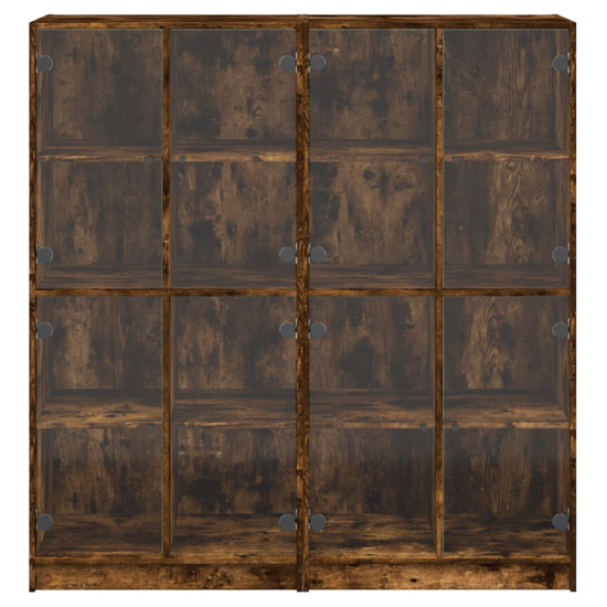 Penrith Wooden Bookcase With 16 Shelves In Smoked Oak