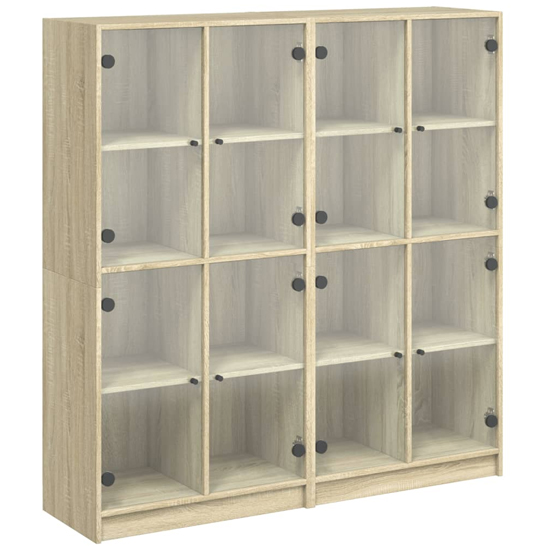 Penrith Wooden Bookcase With 16 Shelves In Sonoma Oak