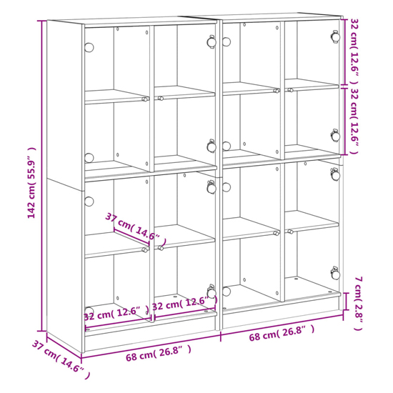 Penrith Wooden Bookcase With 16 Shelves In Sonoma Oak