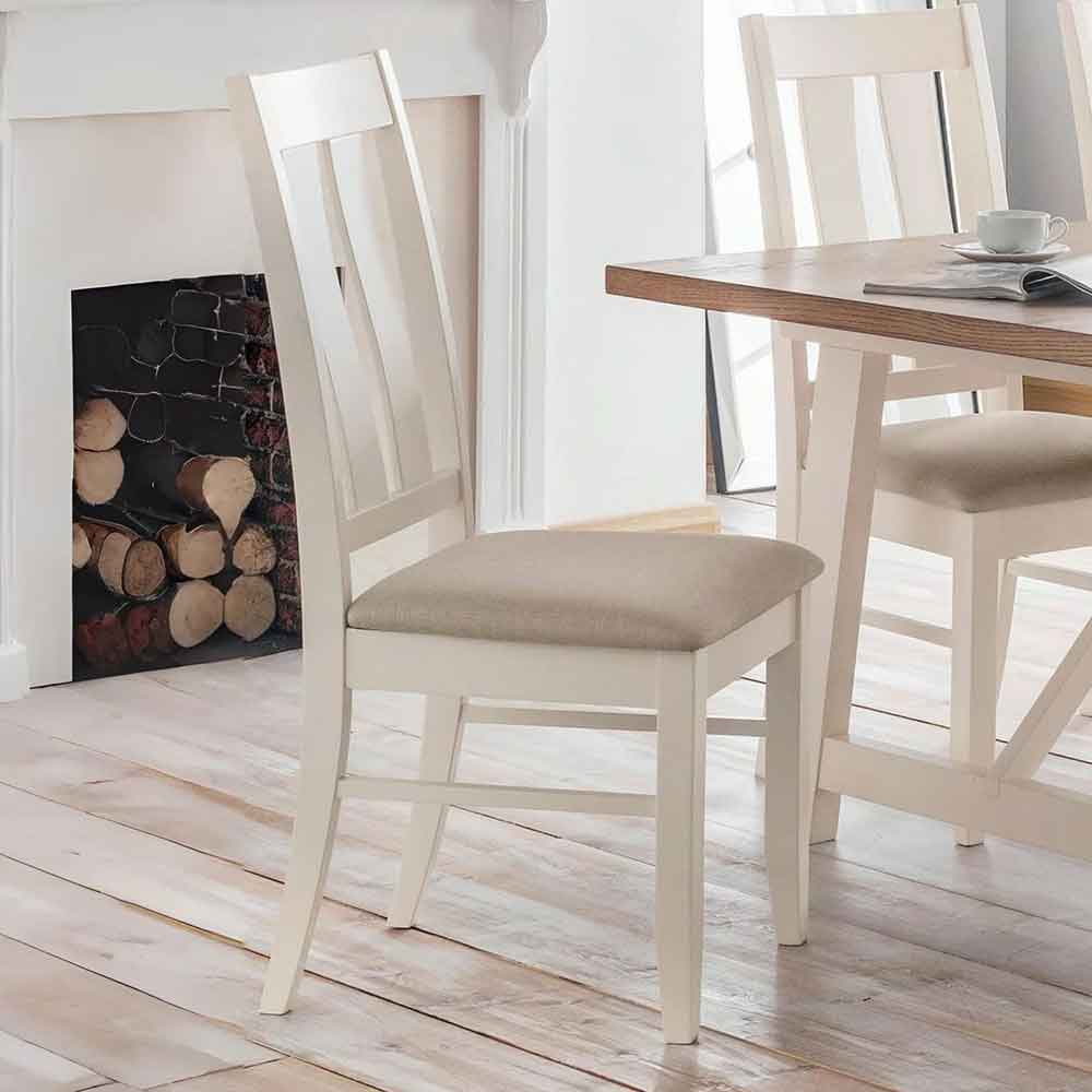Penrose Ivory Wooden Dining Chairs in Pair