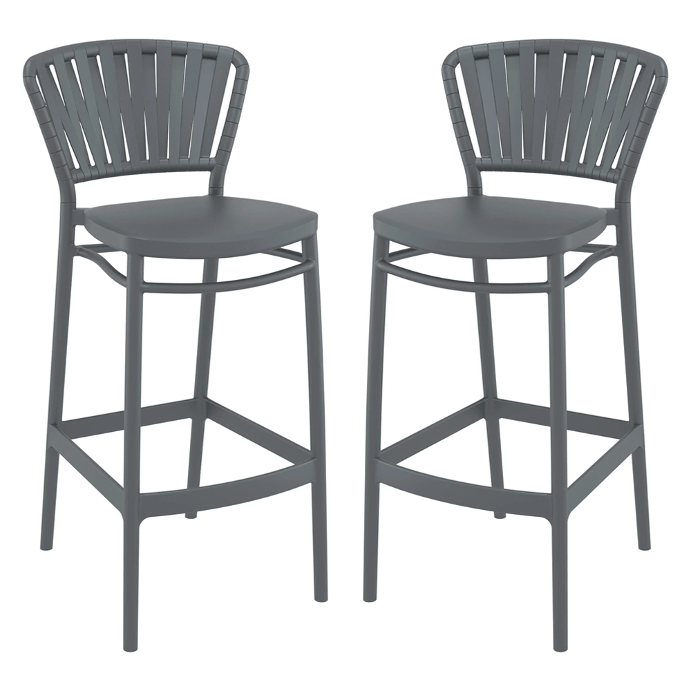 Penwell Dark Grey Polypropylene Bar Chairs in Pair