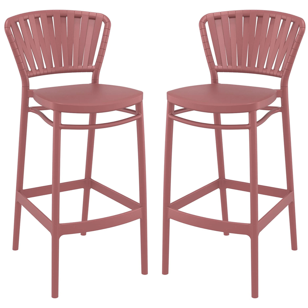 Penwell Marsala Polypropylene Bar Chairs in Pair