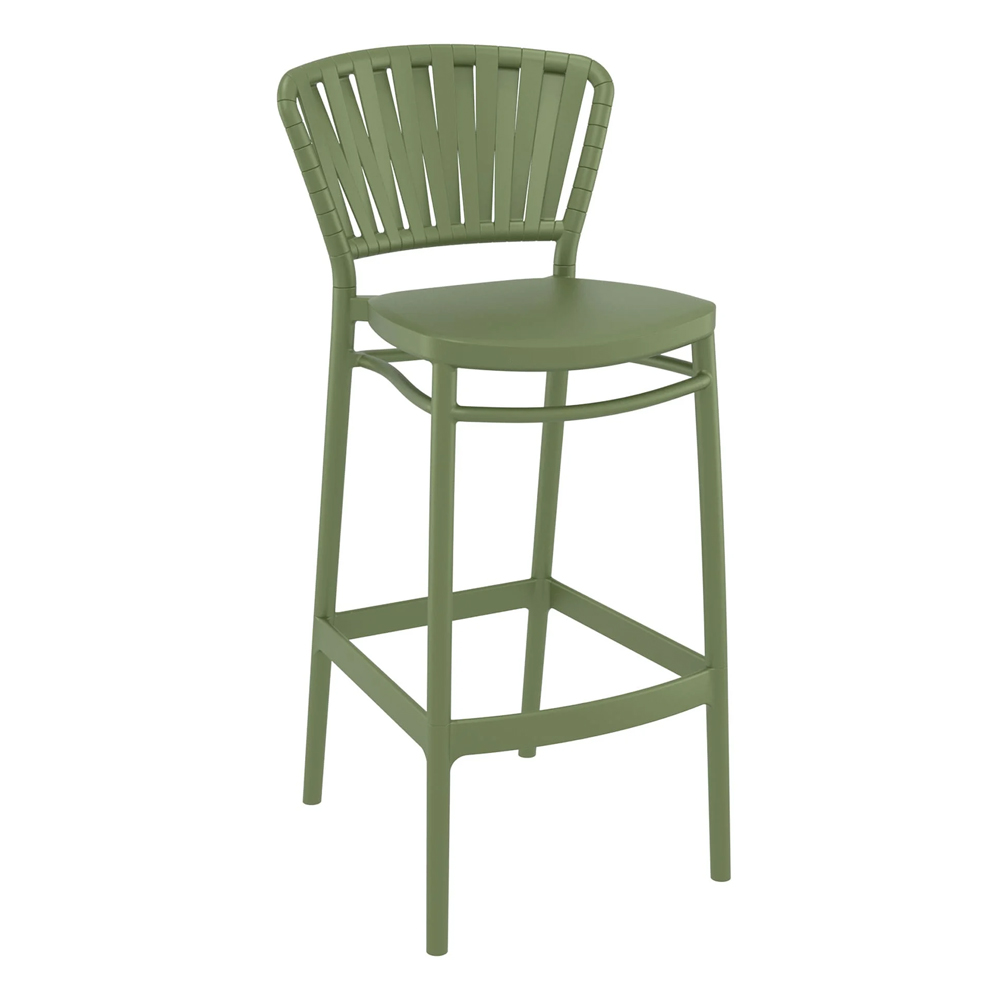 Penwell Olive Green Polypropylene Bar Chairs in Pair