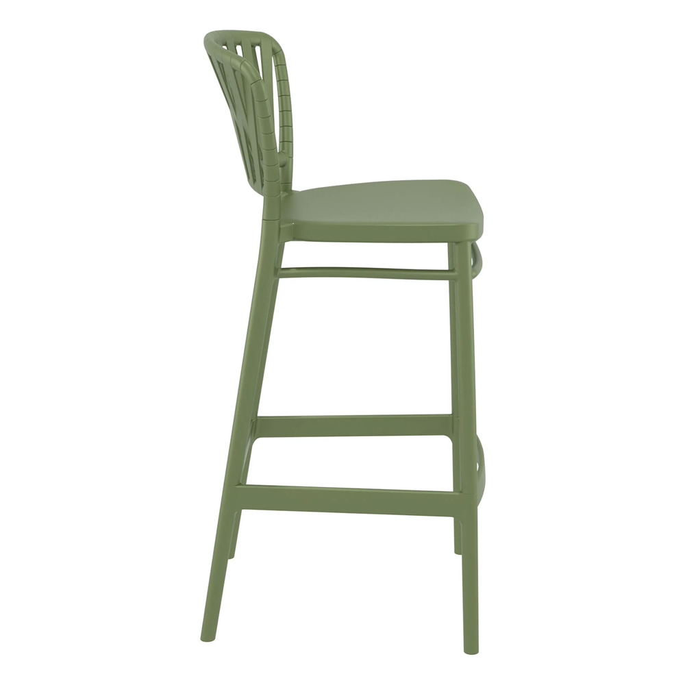 Penwell Olive Green Polypropylene Bar Chairs in Pair