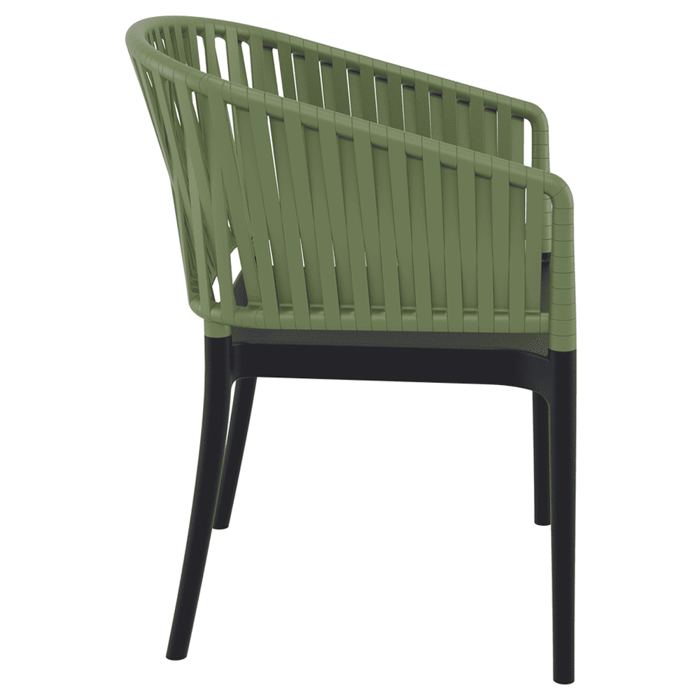 Penwell Polypropylene Outdoor Armchair In Black And Olive Green
