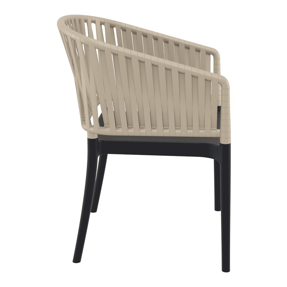 Penwell Polypropylene Outdoor Armchair In Black And Taupe