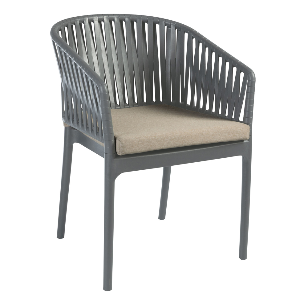 Penwell Polypropylene Outdoor Armchair in Dark Grey and Taupe