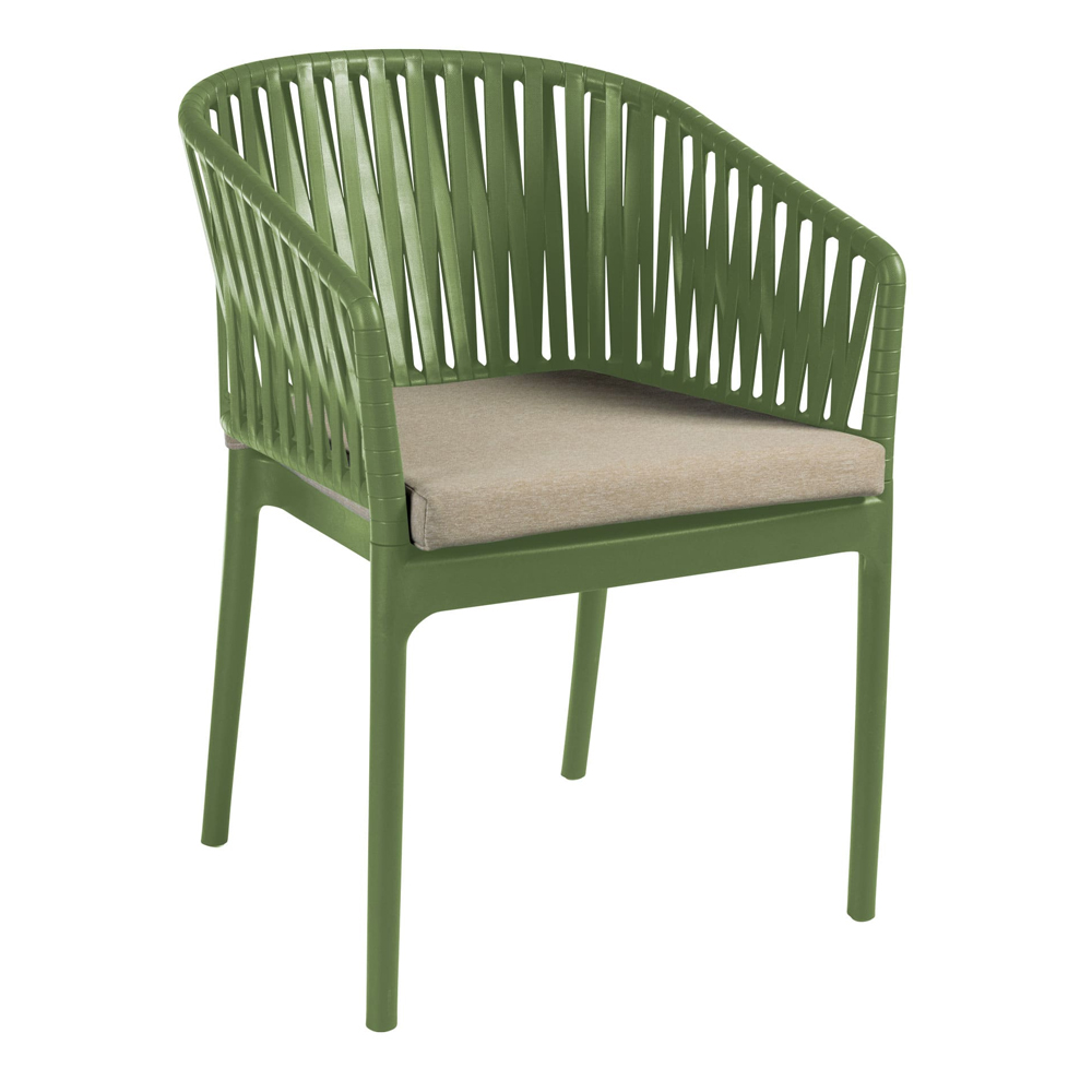 Penwell Polypropylene Outdoor Armchair in Olive Green and Taupe