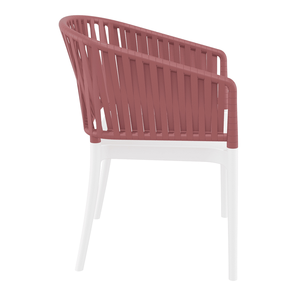 Penwell Polypropylene Outdoor Armchair In White And Marsala