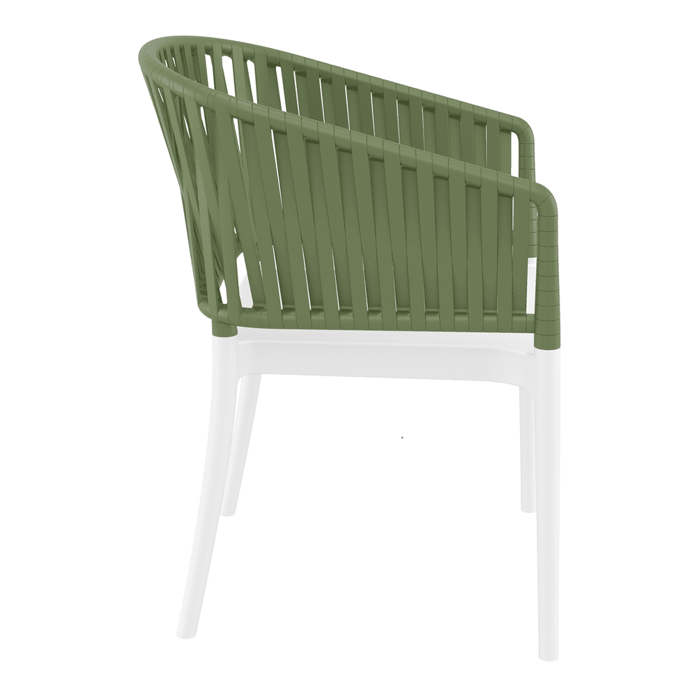 Penwell Polypropylene Outdoor Armchair In White And Olive Green