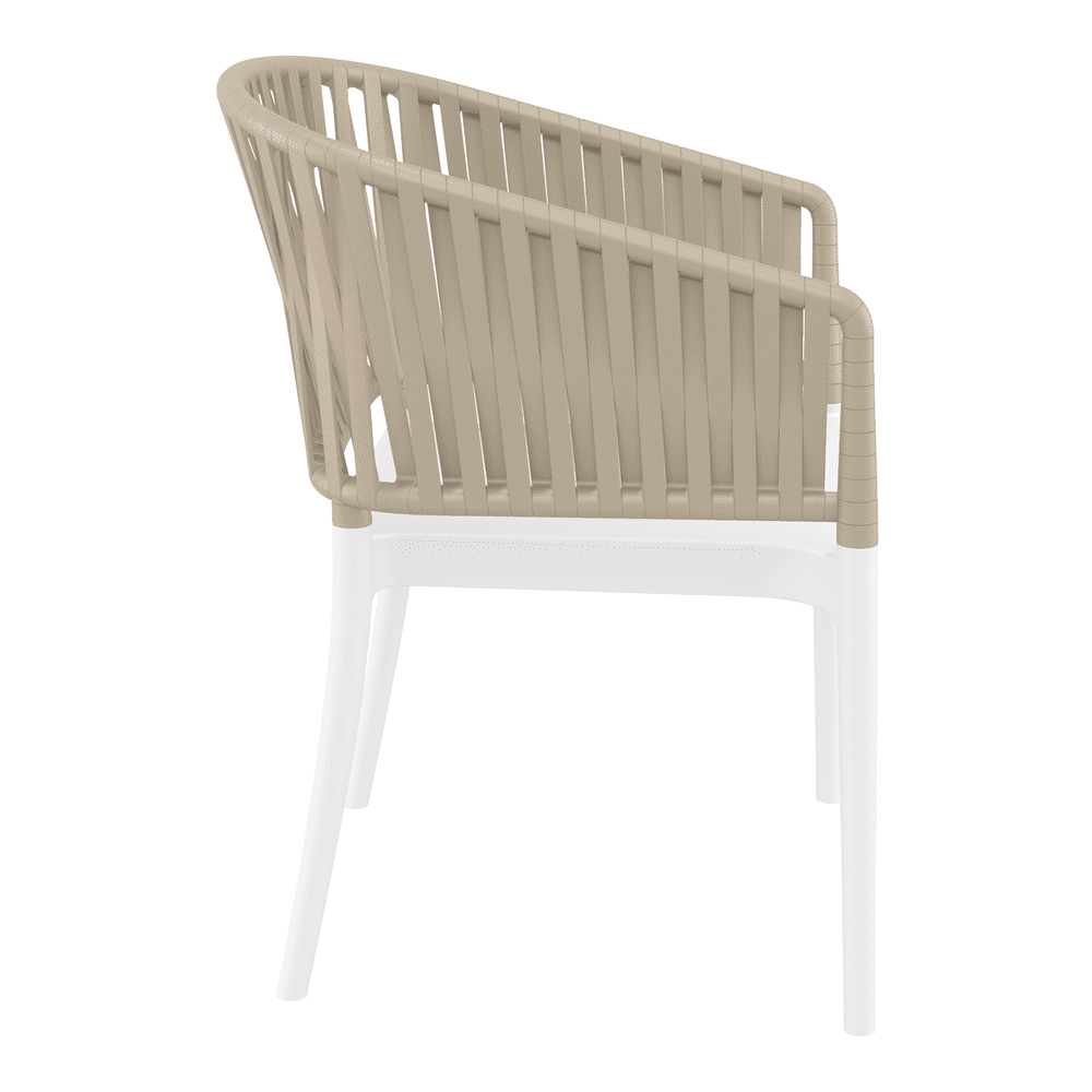 Penwell Polypropylene Outdoor Armchair In White And Taupe