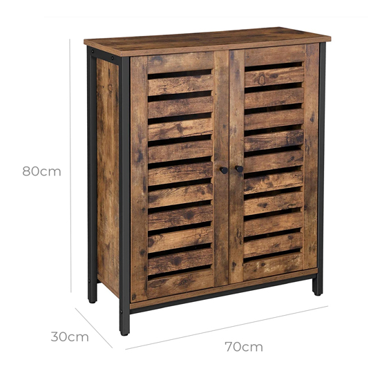 Peoria Wooden 2 Louvered Doors Storage In Rustic Brown Sale