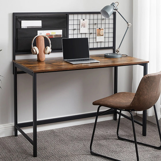 View Peoria computer desk with inspiration grid in rustic brown