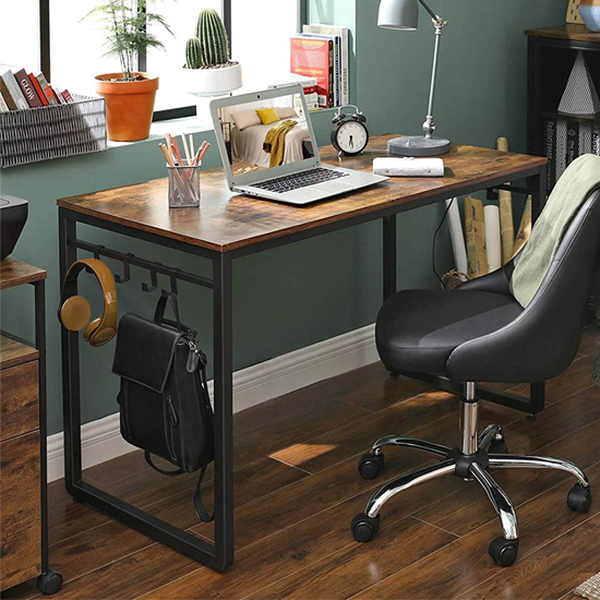 Peoria Wooden Computer Desk In Rustic Brown FiF