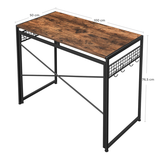 Peoria Wooden Folding Computer Desk In Rustic Brown FiF