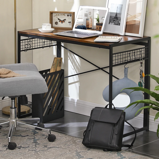 Peoria Wooden Folding Computer Desk In Rustic Brown FiF