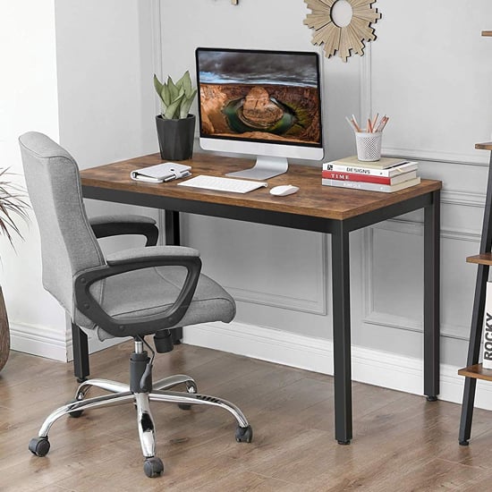 Peoria Wooden Industrial Computer Desk In Rustic Brown Sale