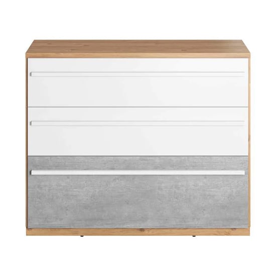Product photograph of Peoria Kids Chest Of 3 Drawers In White And Concrete Effect from Furniture in Fashion