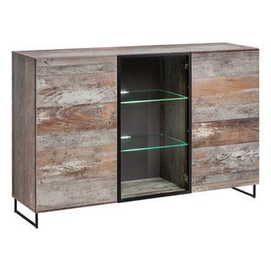 Product photograph of Peoria Wooden Sideboard 3 Doors In Canyon Oak With Led from Furniture in Fashion