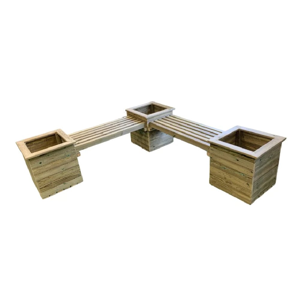 Product photograph of Peoria Wooden Garden Planter Corner Bench In Natural from Furniture in Fashion