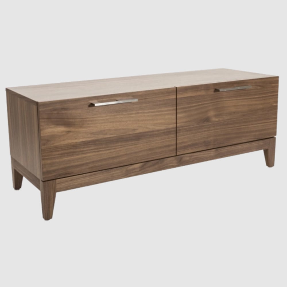 peoria wooden tv stand with 2 drawers in walnut