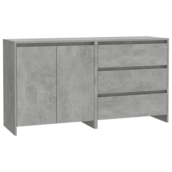 Pepa Wooden Sideboard With 2 Doors 3 Drawers In Concrete Effect