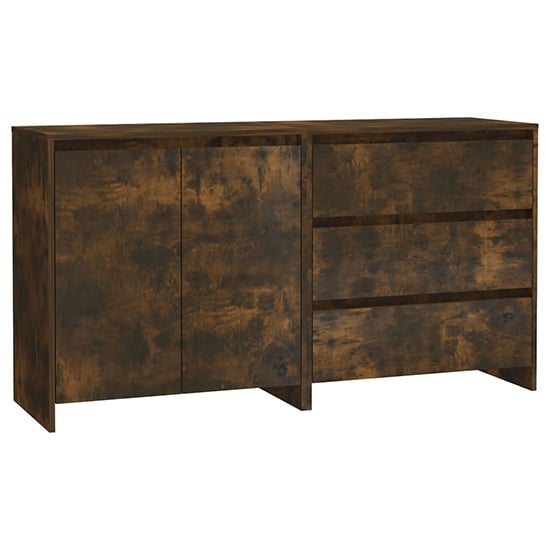 Pepa Wooden Sideboard With 2 Doors 3 Drawers In Smoked Oak