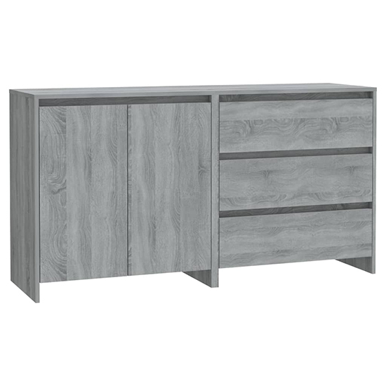 Pepa Wooden Sideboard With 2 Doors 3 Drawers In Sonoma Grey