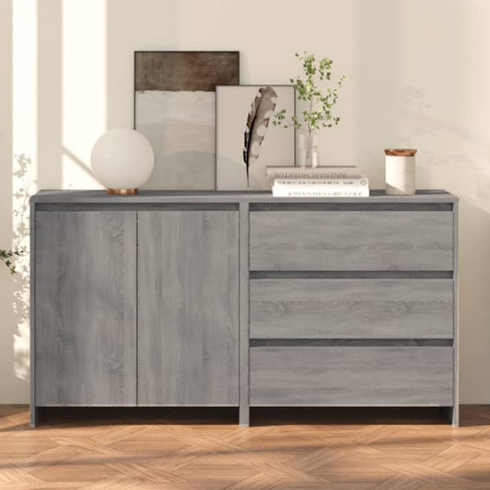 Pepa Wooden Sideboard With 2 Doors 3 Drawers In Sonoma Grey_2