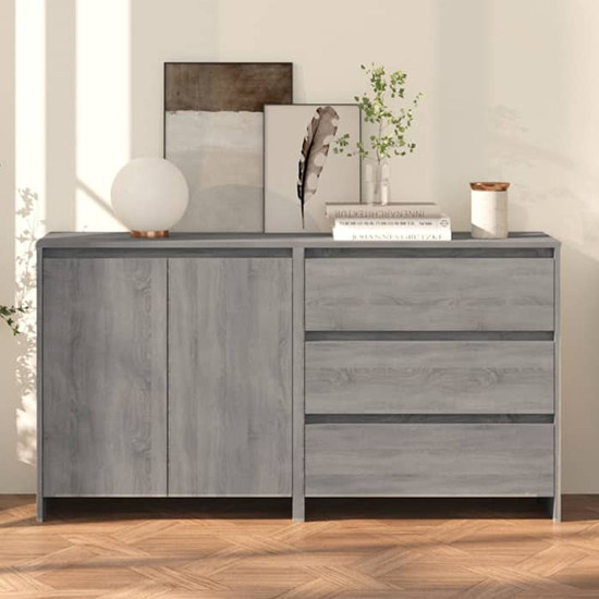 pepa wooden sideboard with 2 doors 3 drawers in sonoma grey