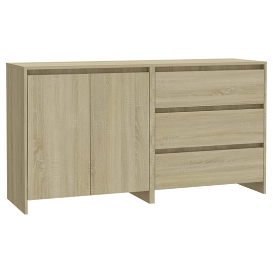 Pepa Wooden Sideboard With 2 Doors 3 Drawers In Sonoma Oak